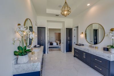 Modern Master Bathroom with Marble Accents